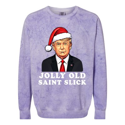 Jolly Old Saint Slick Donald Trump Christmas Santa Claus Hat Gift Colorblast Crewneck Sweatshirt