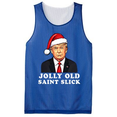 Jolly Old Saint Slick Donald Trump Christmas Santa Claus Hat Gift Mesh Reversible Basketball Jersey Tank