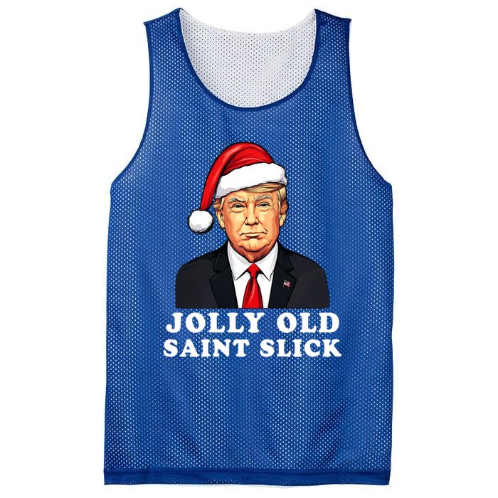 Jolly Old Saint Slick Donald Trump Christmas Santa Claus Hat Gift Mesh Reversible Basketball Jersey Tank