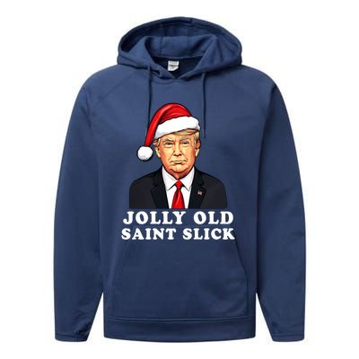 Jolly Old Saint Slick Donald Trump Christmas Santa Claus Hat Gift Performance Fleece Hoodie