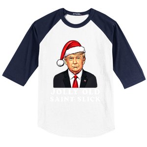 Jolly Old Saint Slick Donald Trump Christmas Santa Claus Hat Gift Baseball Sleeve Shirt