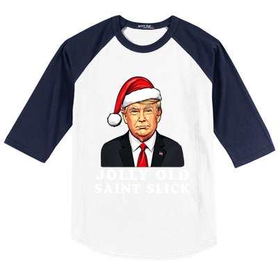 Jolly Old Saint Slick Donald Trump Christmas Santa Claus Hat Gift Baseball Sleeve Shirt