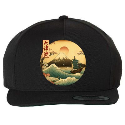 Japanese Old Ship And Mountain Fuji Kanji Japan Art Wool Snapback Cap