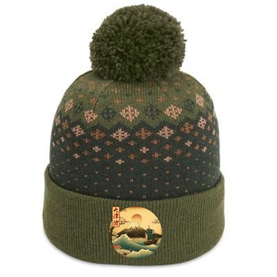 Japanese Old Ship And Mountain Fuji Kanji Japan Art The Baniff Cuffed Pom Beanie