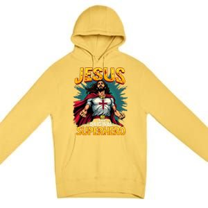 Jesus Original Superhero Comic Style Funny Christian Premium Pullover Hoodie