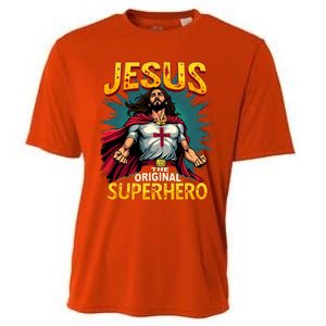 Jesus Original Superhero Comic Style Funny Christian Cooling Performance Crew T-Shirt