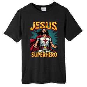 Jesus Original Superhero Comic Style Funny Christian Tall Fusion ChromaSoft Performance T-Shirt