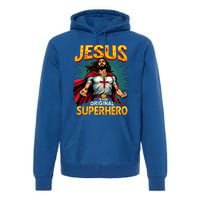 Jesus Original Superhero Comic Style Funny Christian Premium Hoodie