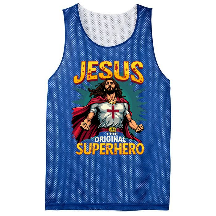 Jesus Original Superhero Comic Style Funny Christian Mesh Reversible Basketball Jersey Tank