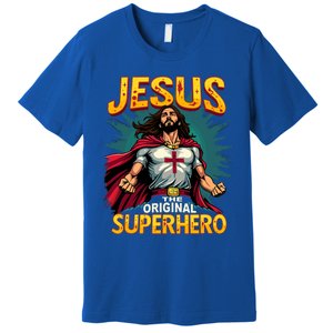 Jesus Original Superhero Comic Style Funny Christian Premium T-Shirt