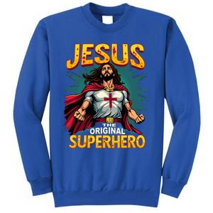 Jesus Original Superhero Comic Style Funny Christian Tall Sweatshirt