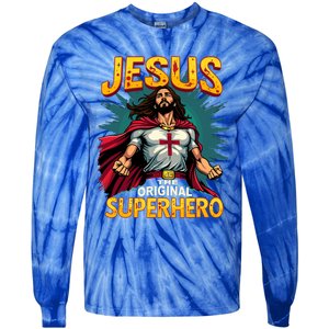 Jesus Original Superhero Comic Style Funny Christian Tie-Dye Long Sleeve Shirt