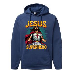 Jesus Original Superhero Comic Style Funny Christian Performance Fleece Hoodie