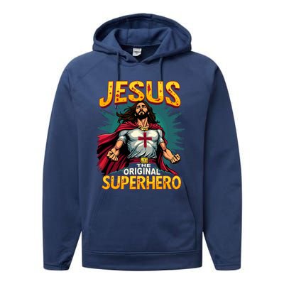 Jesus Original Superhero Comic Style Funny Christian Performance Fleece Hoodie