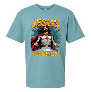 Jesus Original Superhero Comic Style Funny Christian Sueded Cloud Jersey T-Shirt