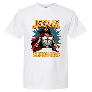 Jesus Original Superhero Comic Style Funny Christian Garment-Dyed Heavyweight T-Shirt