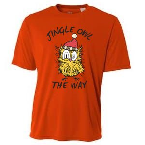 Jingle Owl The Way Funny Santa Owl Christmas Cool Gift Cooling Performance Crew T-Shirt