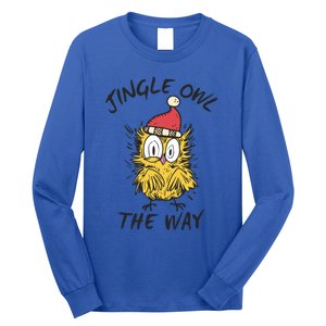 Jingle Owl The Way Funny Santa Owl Christmas Cool Gift Long Sleeve Shirt