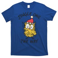 Jingle Owl The Way Funny Santa Owl Christmas Cool Gift T-Shirt