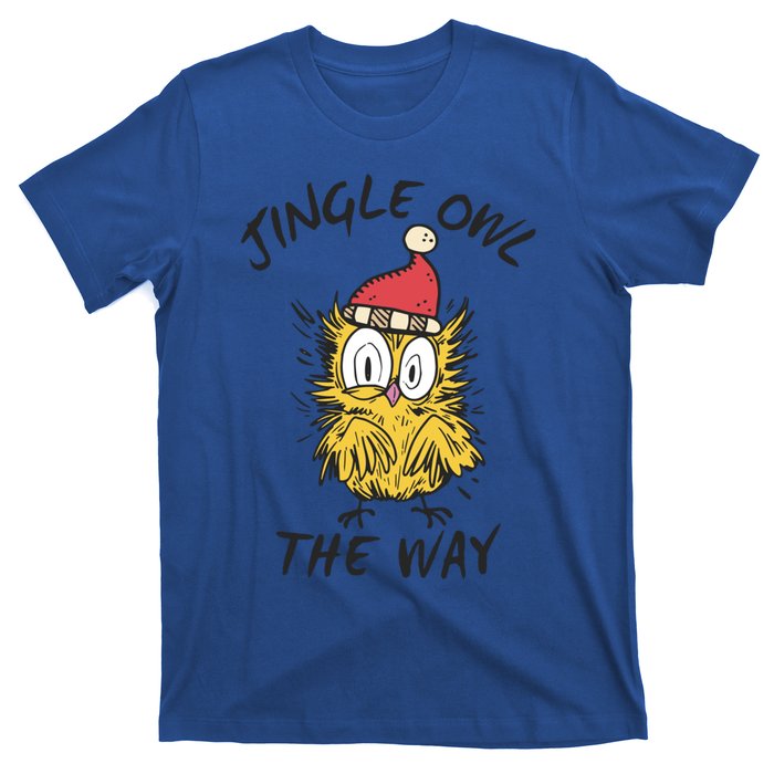 Jingle Owl The Way Funny Santa Owl Christmas Cool Gift T-Shirt