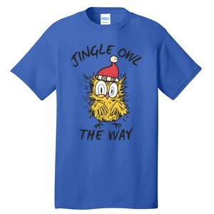 Jingle Owl The Way Funny Santa Owl Christmas Cool Gift Tall T-Shirt