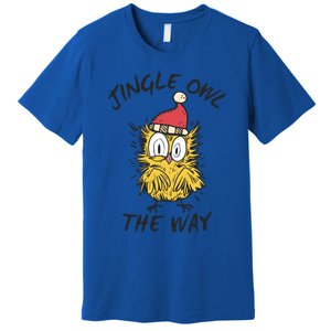 Jingle Owl The Way Funny Santa Owl Christmas Cool Gift Premium T-Shirt