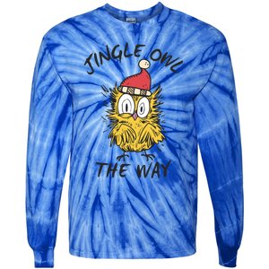 Jingle Owl The Way Funny Santa Owl Christmas Cool Gift Tie-Dye Long Sleeve Shirt