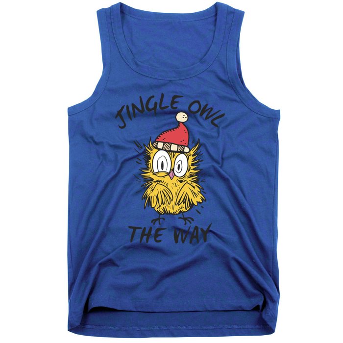 Jingle Owl The Way Funny Santa Owl Christmas Cool Gift Tank Top