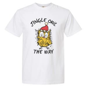 Jingle Owl The Way Funny Santa Owl Christmas Cool Gift Garment-Dyed Heavyweight T-Shirt