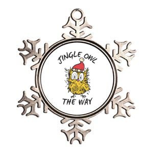 Jingle Owl The Way Funny Santa Owl Christmas Cool Gift Metallic Star Ornament