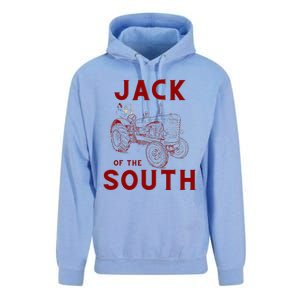 Jack Of The South Chicken On Red Tractor Farm Life Unisex Surf Hoodie