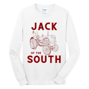 Jack Of The South Chicken On Red Tractor Farm Life Tall Long Sleeve T-Shirt