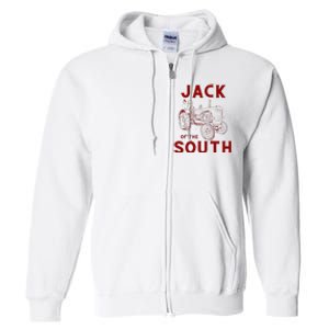 Jack Of The South Chicken On Red Tractor Farm Life Full Zip Hoodie