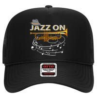 Jazz On Trumpet Player Blues Music Lovers Jazz Band High Crown Mesh Back Trucker Hat