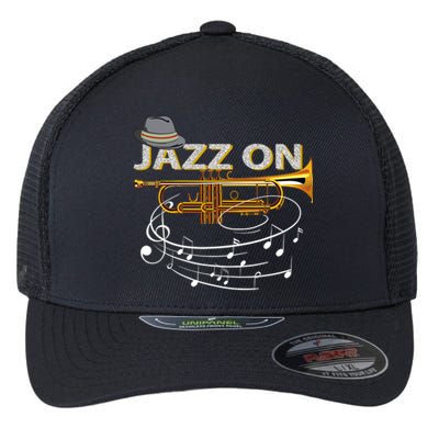 Jazz On Trumpet Player Blues Music Lovers Jazz Band Flexfit Unipanel Trucker Cap