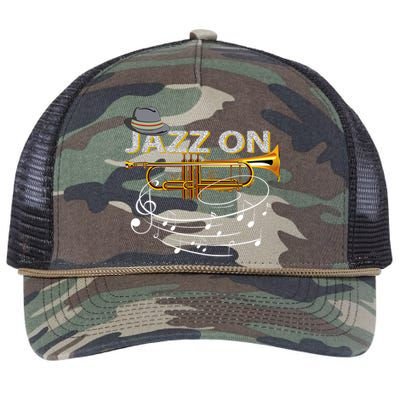 Jazz On Trumpet Player Blues Music Lovers Jazz Band Retro Rope Trucker Hat Cap