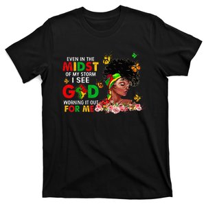 Juneteenth Outfit Wo Flowers butterfly Even in the midst T-Shirt