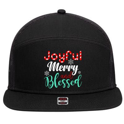 Joyful Merry And Blessed 7 Panel Mesh Trucker Snapback Hat