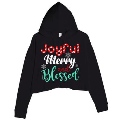 Joyful Merry And Blessed Crop Fleece Hoodie