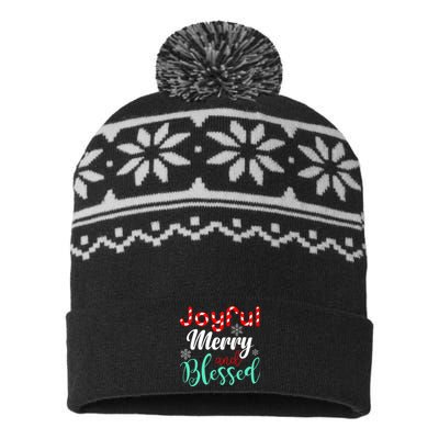 Joyful Merry And Blessed USA-Made Snowflake Beanie