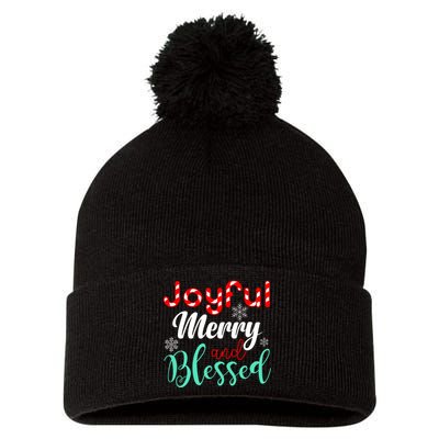 Joyful Merry And Blessed Pom Pom 12in Knit Beanie