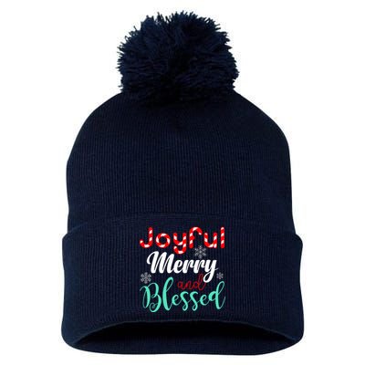 Joyful Merry And Blessed Pom Pom 12in Knit Beanie