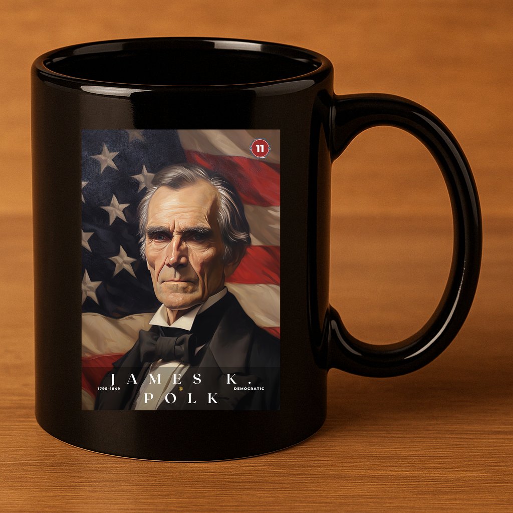 James Polk 11th President Of The United States Portrait 11oz C Handle Ceramic Mug