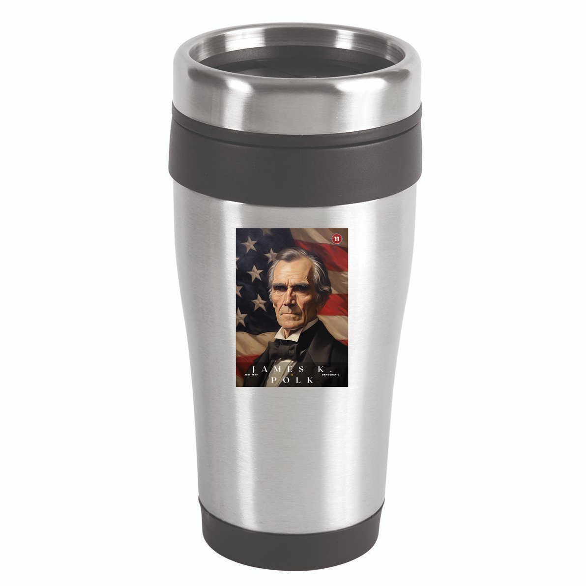 James Polk 11th President Of The United States Portrait 16oz Travel Tumbler