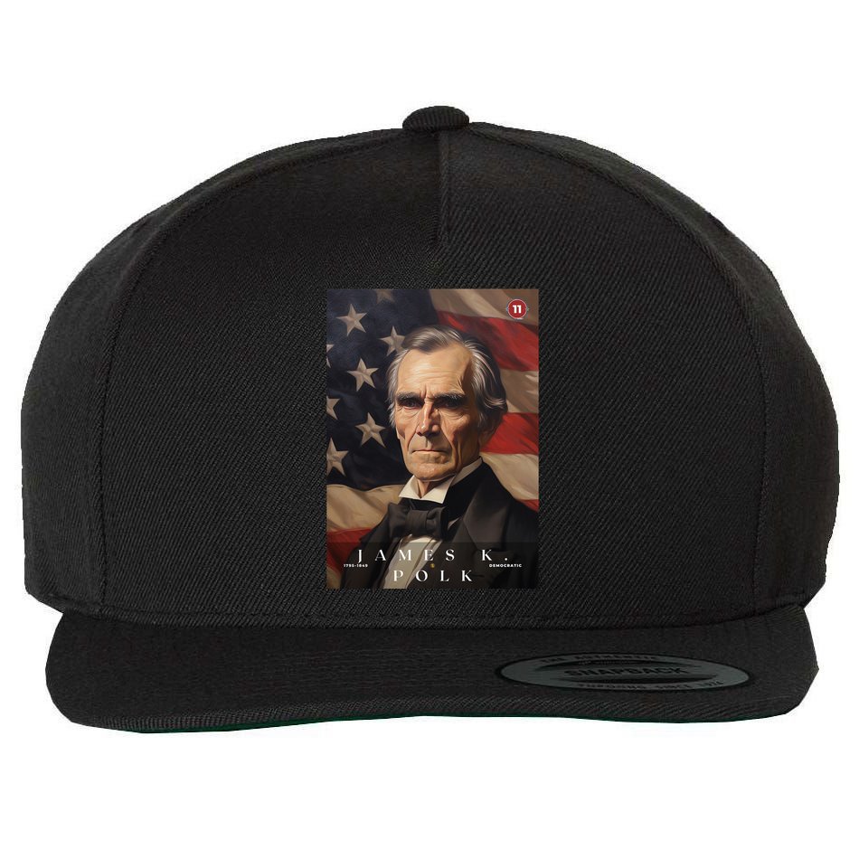 James Polk 11th President Of The United States Portrait Wool Snapback Cap