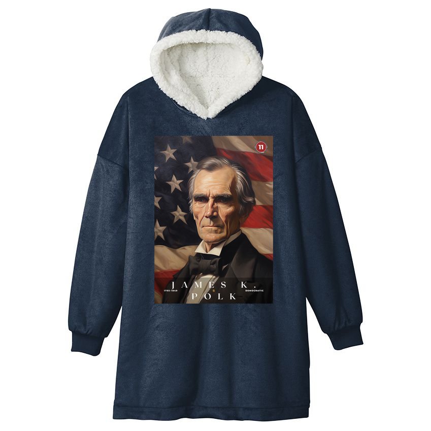 James Polk 11th President Of The United States Portrait Hooded Wearable Blanket
