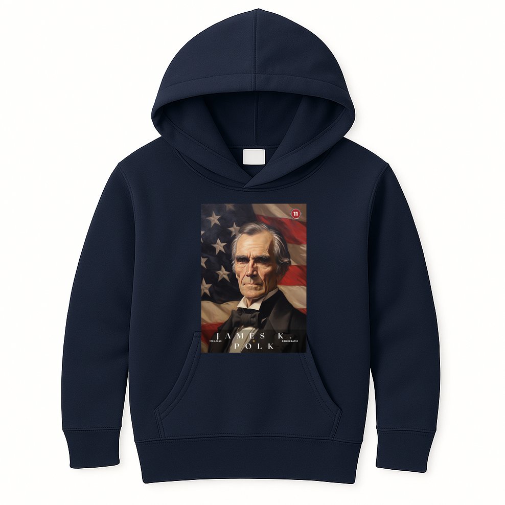 James Polk 11th President Of The United States Portrait Kids Hoodie