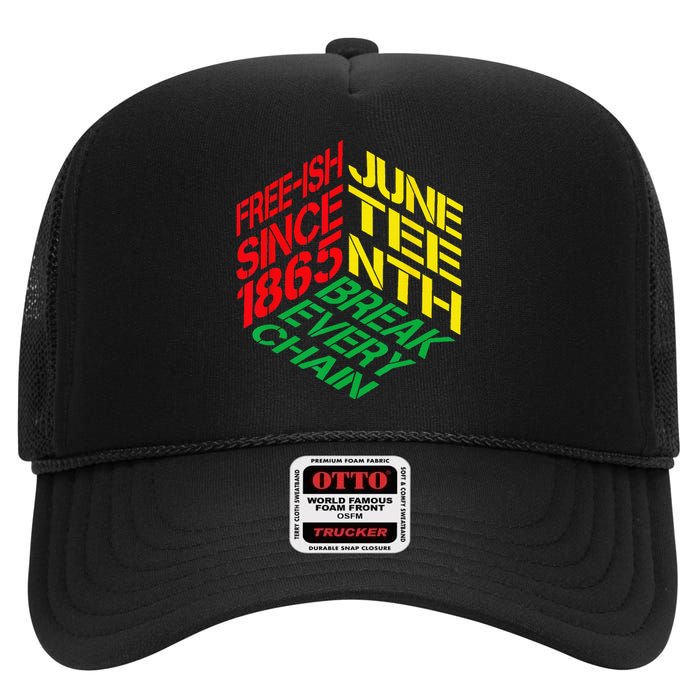 Juneteenth Pride African American Wo High Crown Mesh Back Trucker Hat