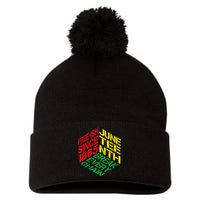 Juneteenth Pride African American Wo Pom Pom 12in Knit Beanie