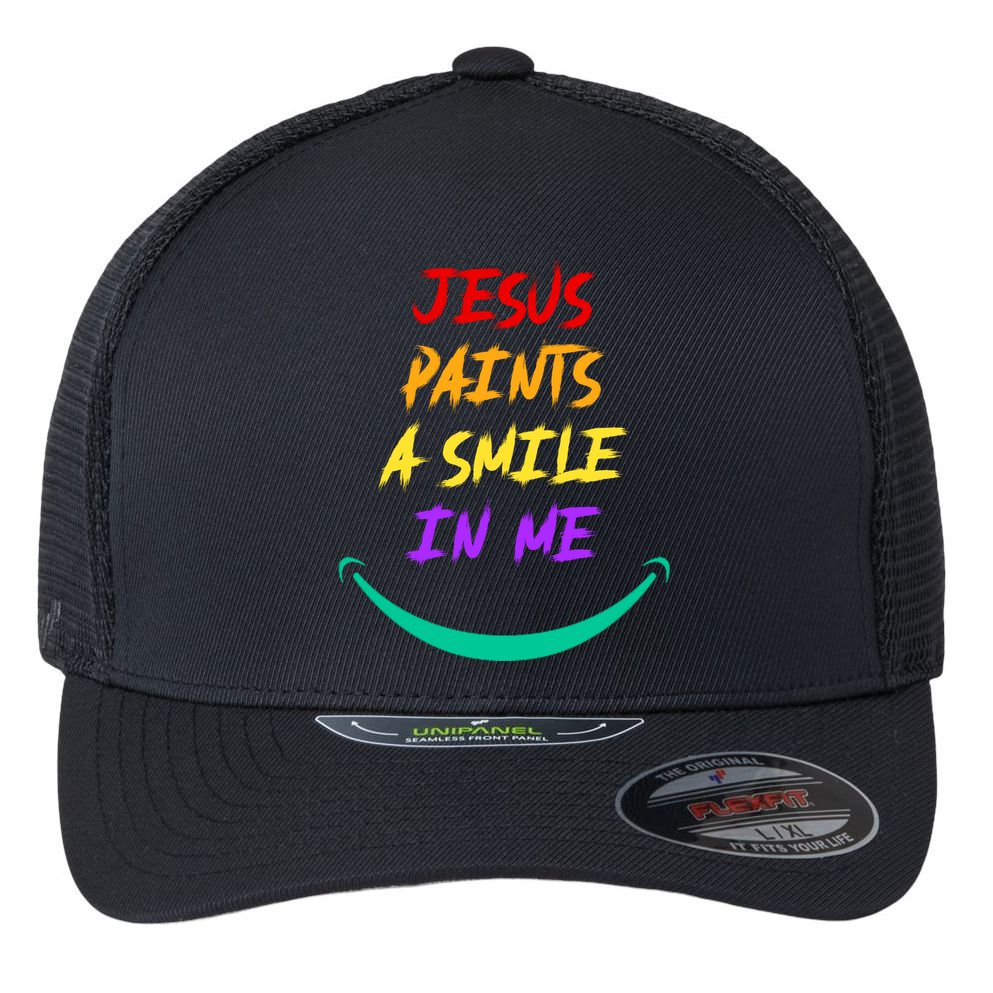 Jesus Paints A Smile In Me Flexfit Unipanel Trucker Cap